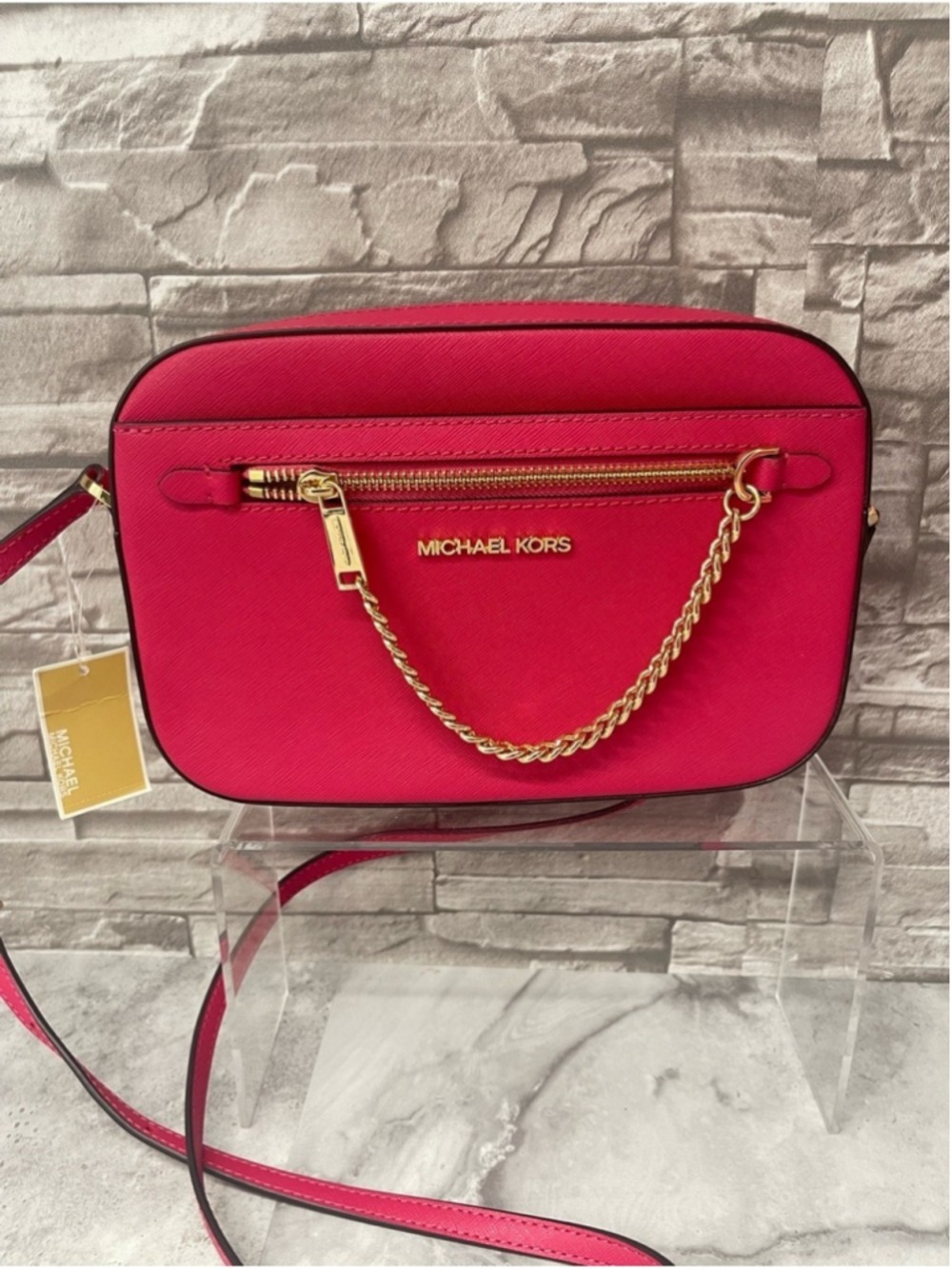 Michael Kors Large EW Chain Crossbody Electric Pink - Picture 1 of 5